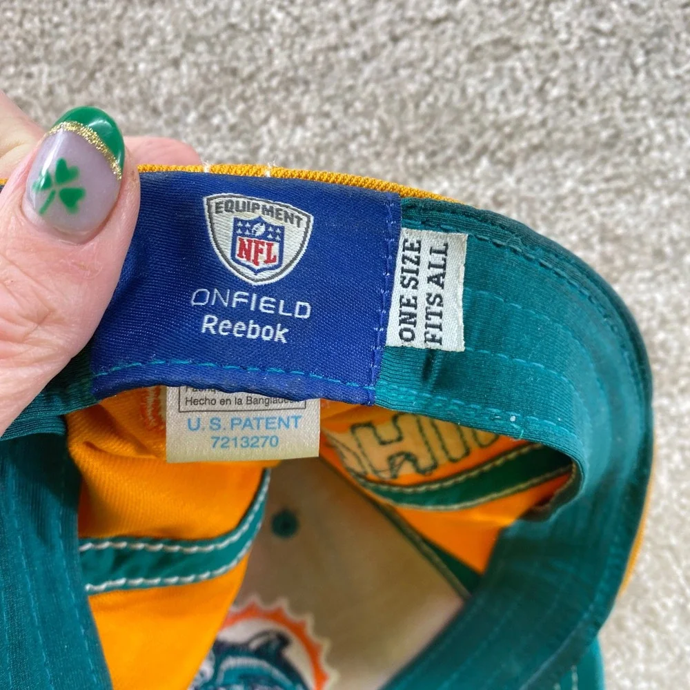 Reebok Miami‎ Dolphins Hat Mens OSFA Orange NFL Equipment Onfield Fitted Cap